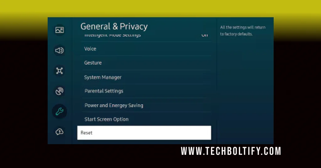 Steps Factory Reset a Samsung TV