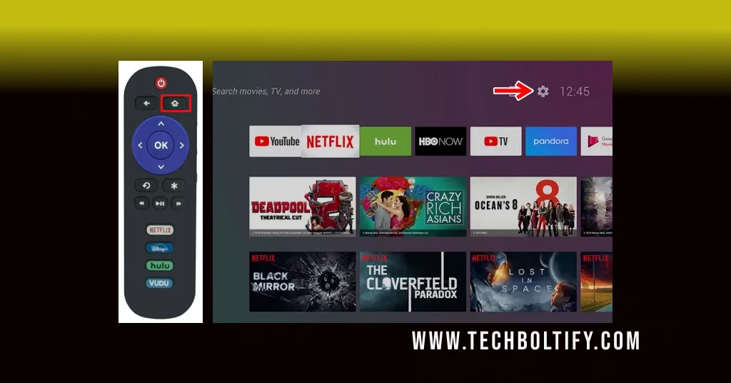 Turn on your TCL TV and tap the Home button on the remote.